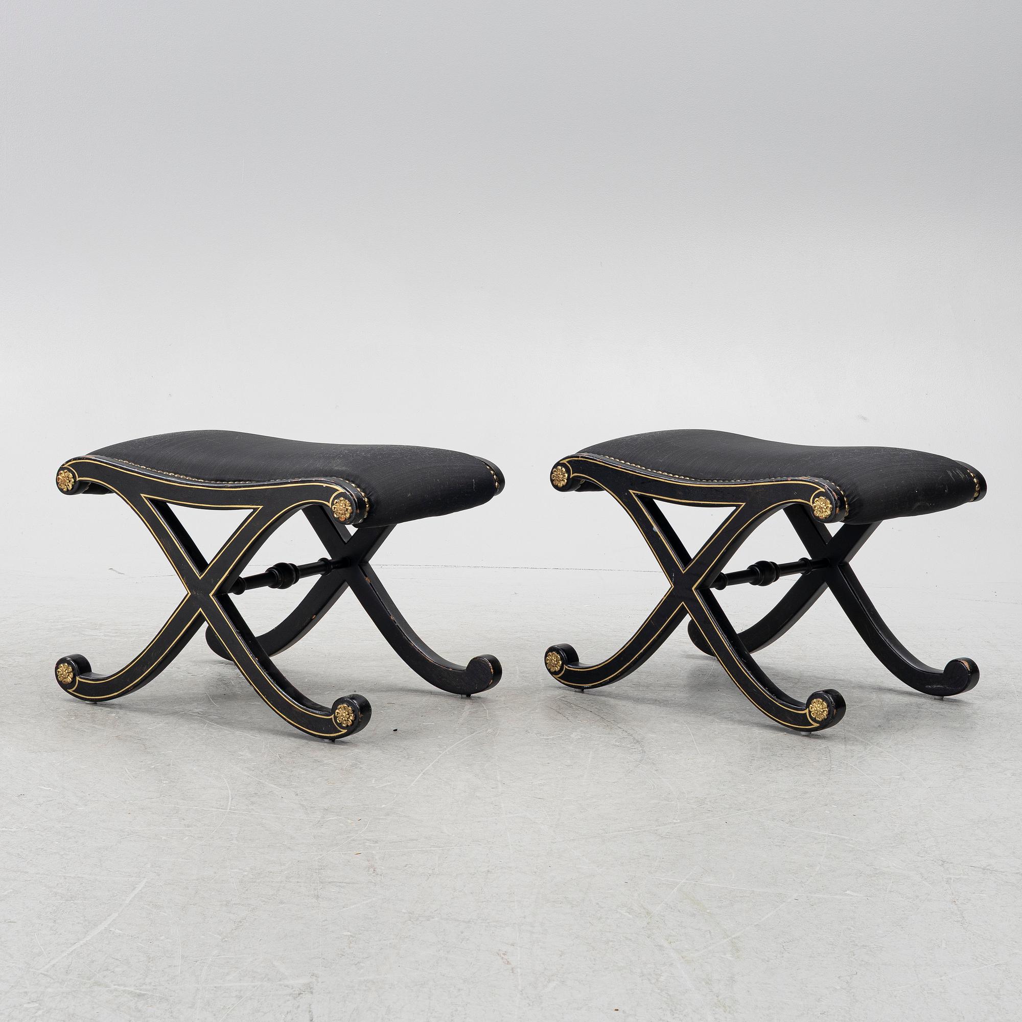 Stools, a pair, Empire style, second half of the 20th century.