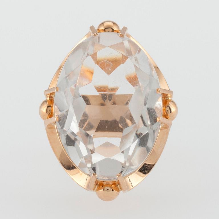 Elis Kauppi, RING, 14K guld, bergskristall, Kupittaan Kulta 1973.