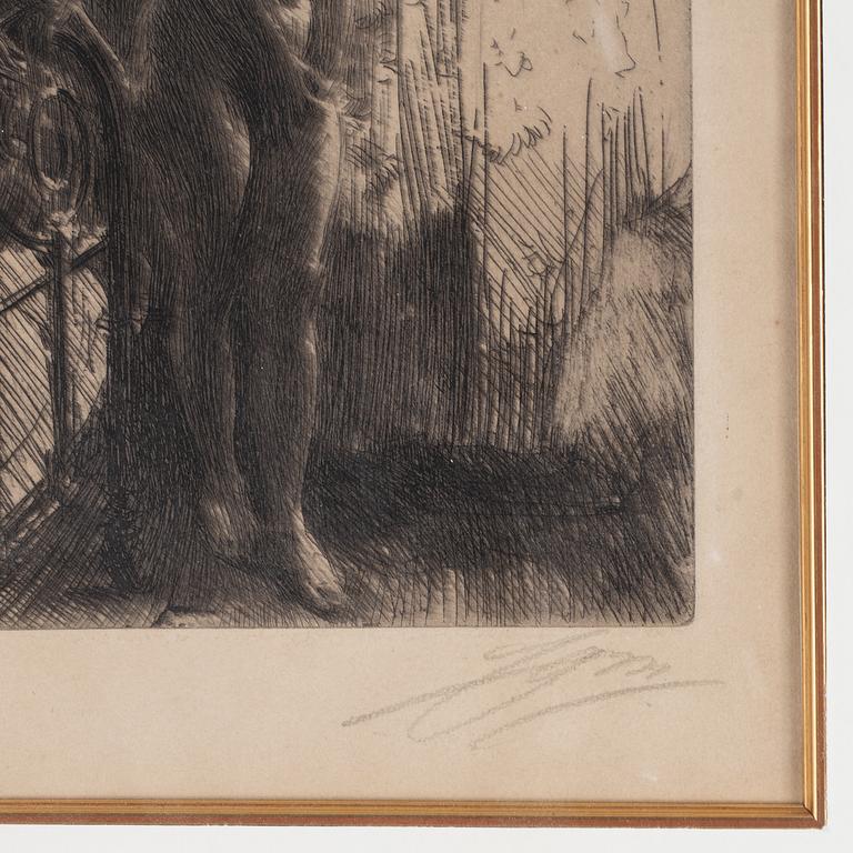 Anders Zorn, etsning, 1903, signerad med blyerts.