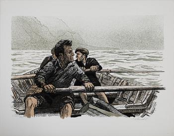 ROLAND SVENSSON, mapp med 7 färglitografier samt häfte, "Tristan da Cunha", sign, numr 187/300.