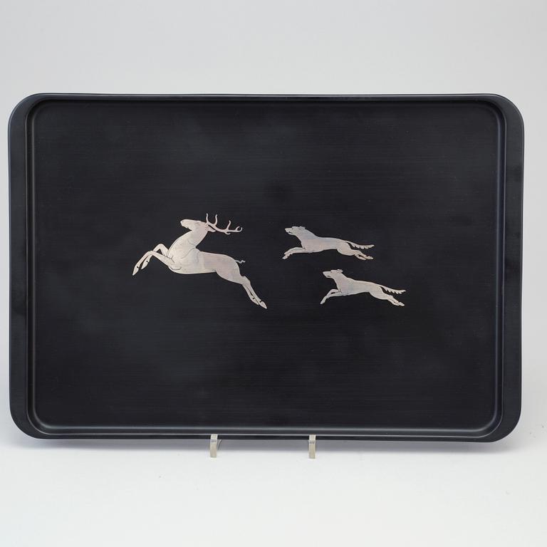 a silver and isolit tray, Perstorp, 1932.