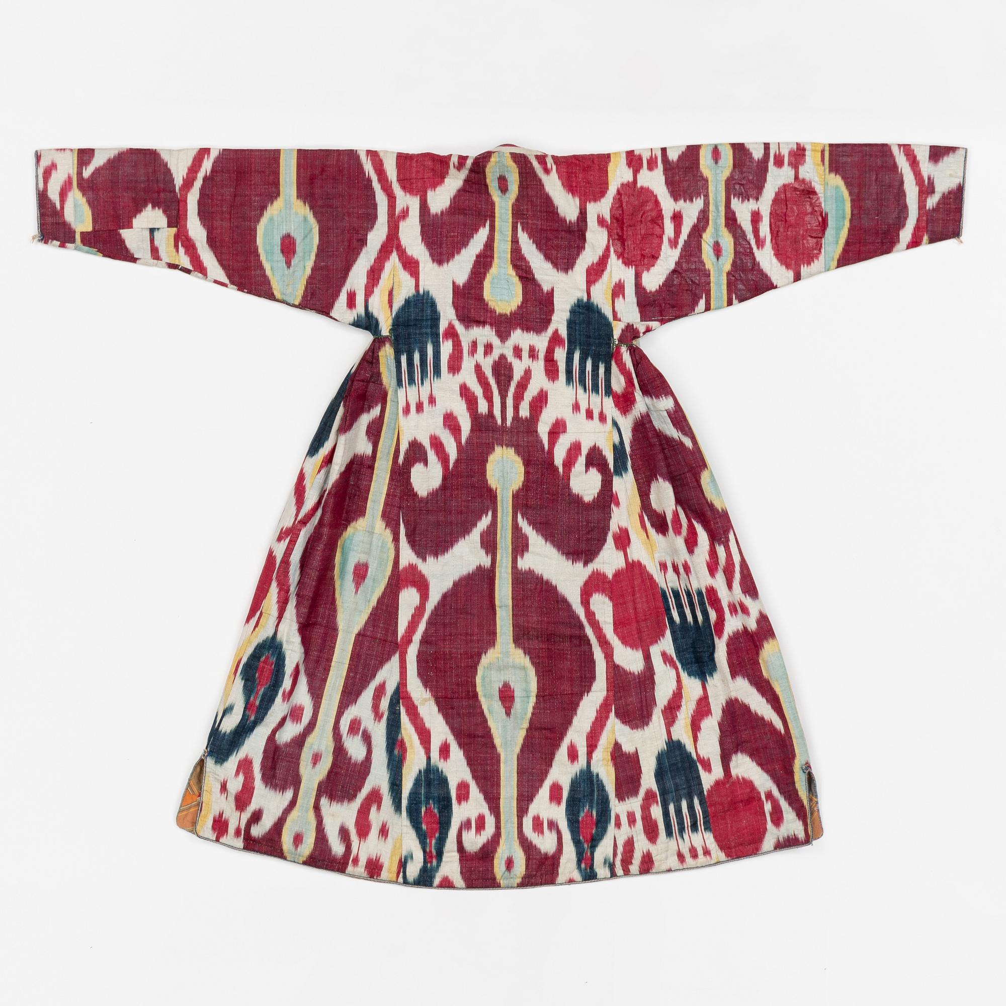 A woman’s Chapan, silk and cotton Ikat, Central Asia, 1880s.