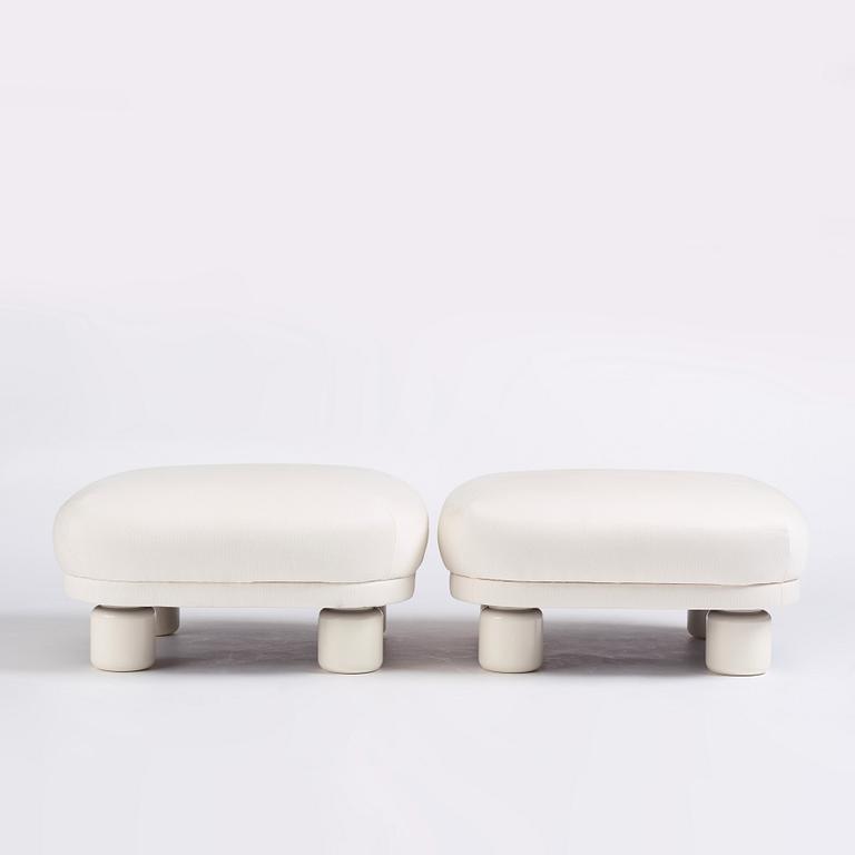 TAF, Gabriella Lenke & Mattias Ståhlbom, a pair of stools, "Famna" Svenskt Tenn, Sweden 2020.