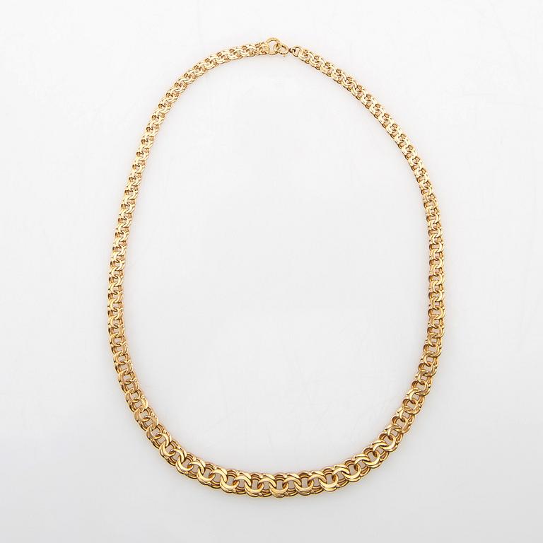 August Mikkov necklace 18K rose gold graduated Bismarck link Stockholm 1962.