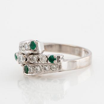 Ring, 18K gold with brilliant-cut diamonds and emeralds, Åhus Goldsmith, Holmqvist, Åhus, 1981.