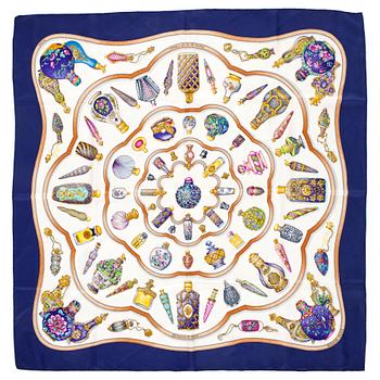 638. HERMÈS, silk scarf, "Qu'importe le flacon....Pourvu qu'on ait l'ivresse".