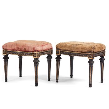 68. A pair of Gustavian stools by E Ståhl (master in Stockholm 1794-1820).