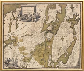 A map over Stockholm, 18th century, JOHAN BAPTISTA HOMANN .