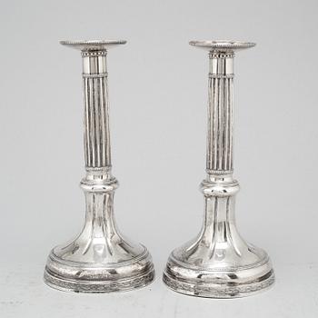 A pair of Swedish 18th century silver candlesticks, mark of Peter Johan Zetterling, Linköping 1792.
