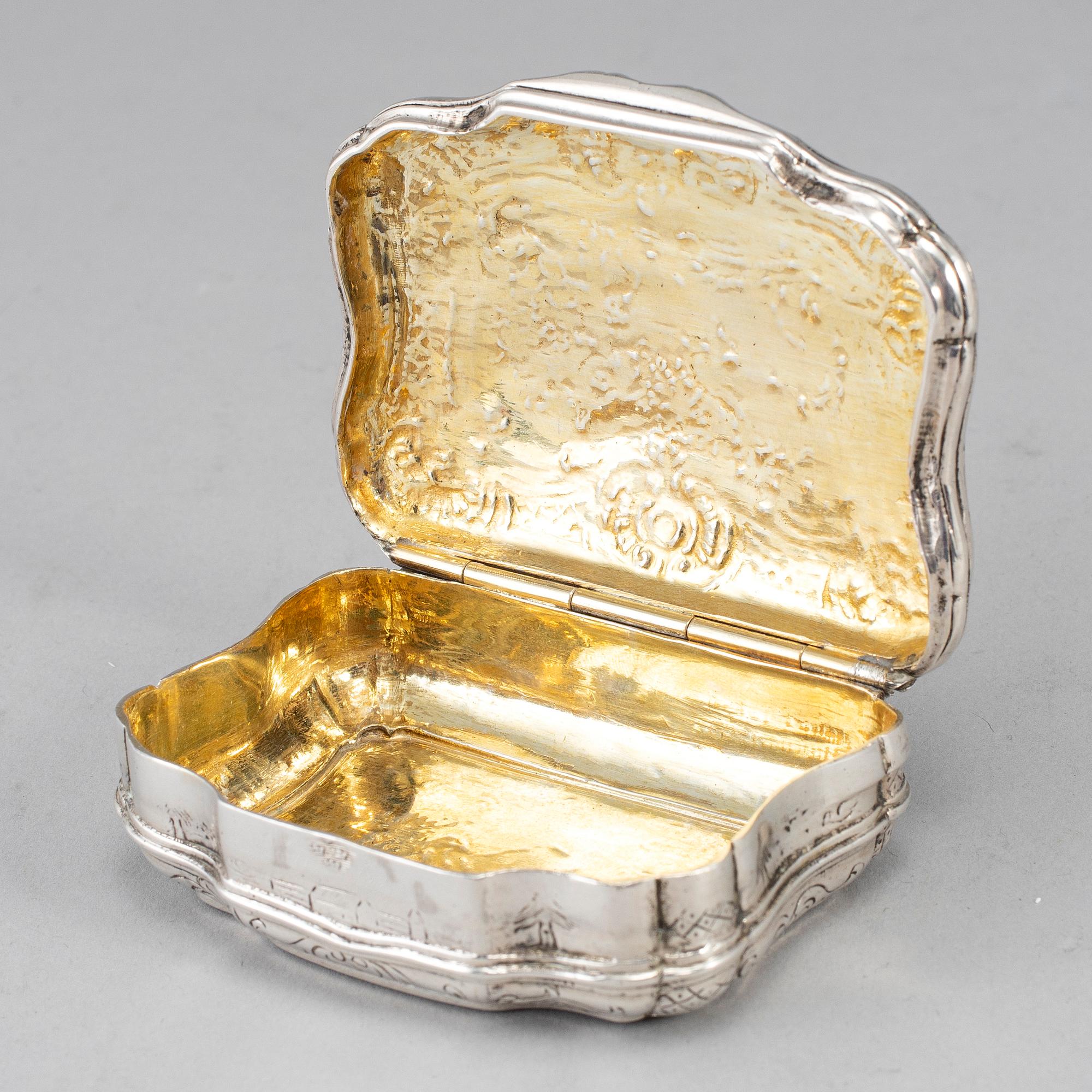 A French 18th century parcel-gilt silver snuff-box.