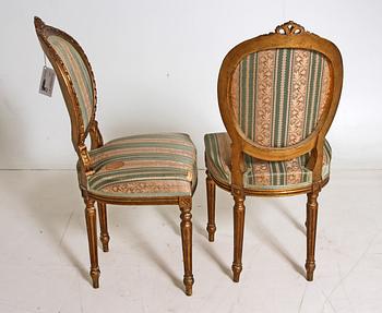 SALONGSMÖBLEMANG, 5 delar, gustaviansk stil, 1800/1900-tal.