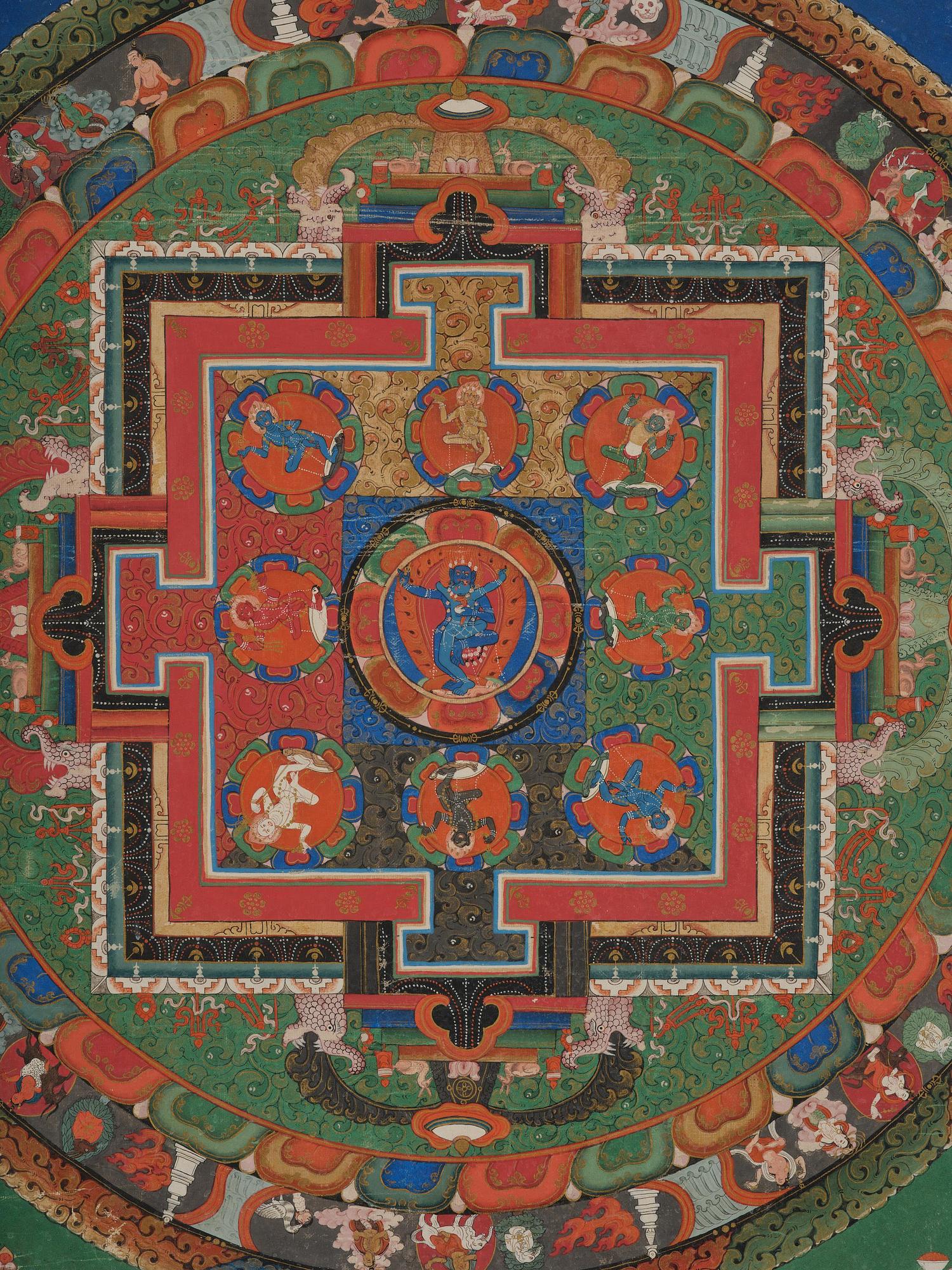 A Tibetan Raktayamri Thangka, 19th century/around 1900.