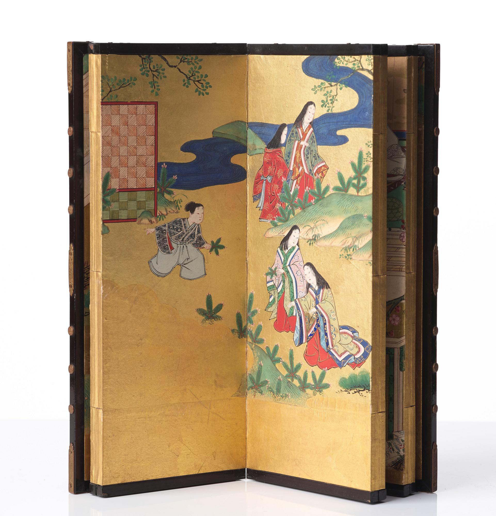 SKÄRM, åtta delad. Japan, Meiji (1868-1912).