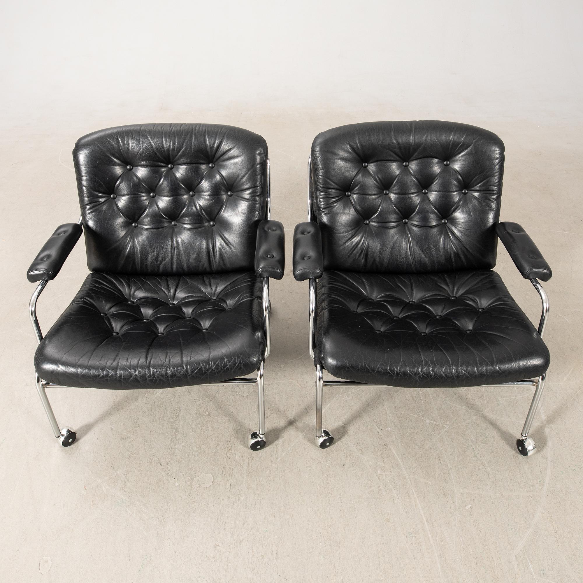 Pethrus Lindlöf, armchairs, a pair, "Eva", AB Lindlöfs Möbler, Lammhult, 1970s.
