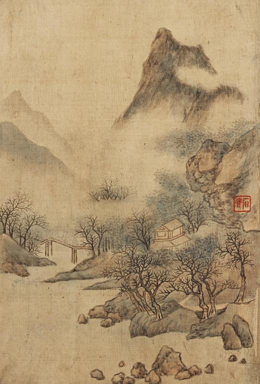 An album with 12 landscape paintings in the style of Wang Hui (1632-1717), Qing Dynasty, 19th century.