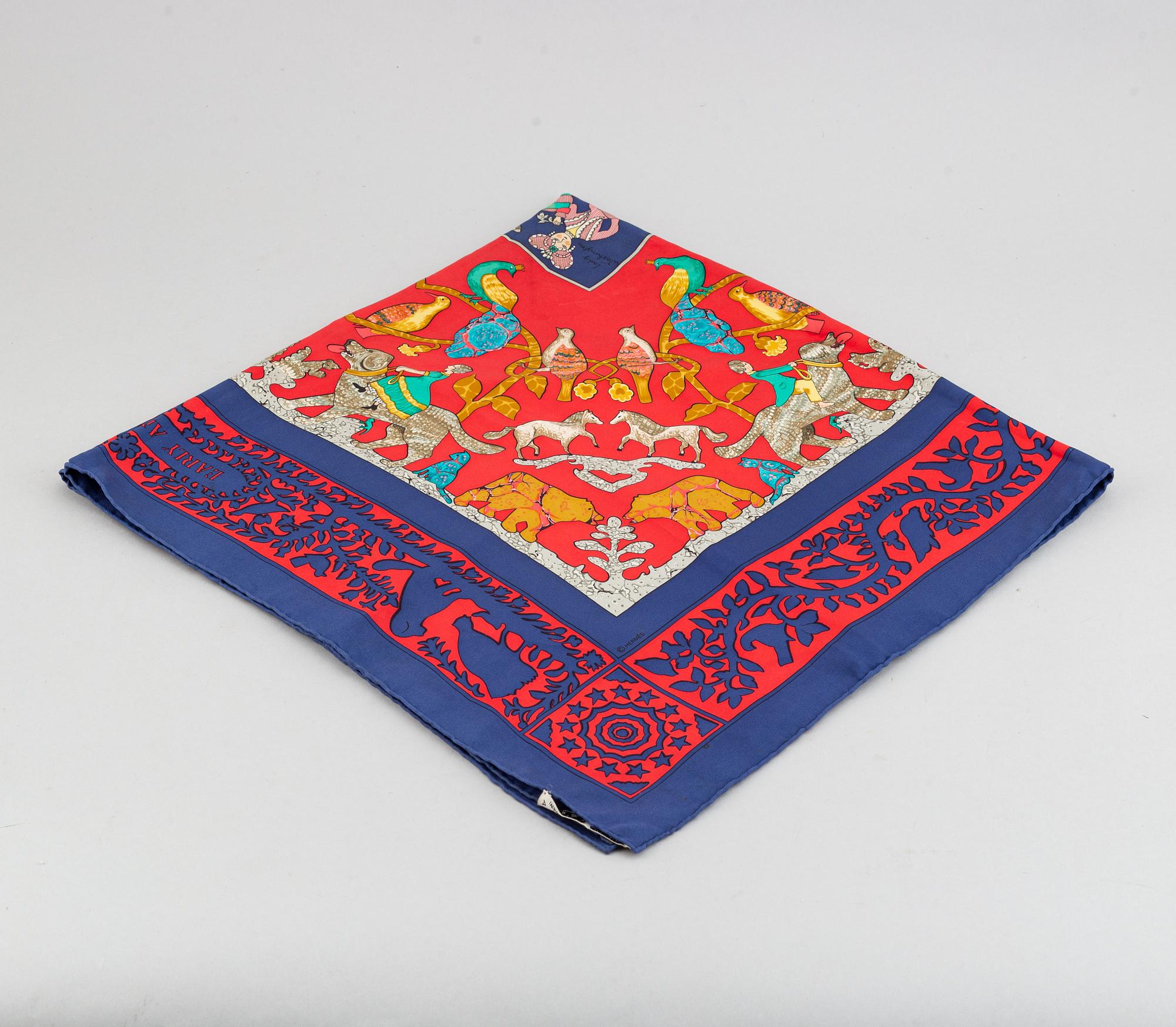 Hermès, an 'Early America' silk scarf.