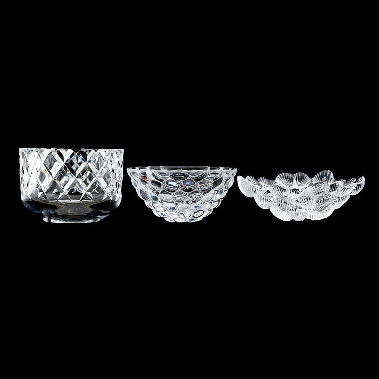 SKÅLAR, 3 st, glas, bl a Orrefors, 1900-talets andra hälft.