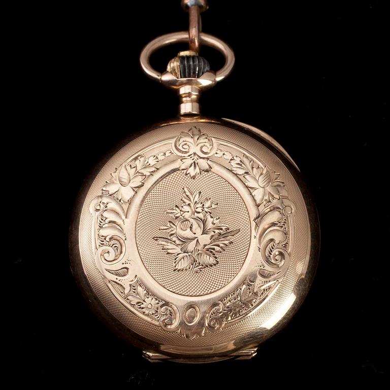 FICKUR, guld 14K samt ked gul metall, tidigt 1900-tal.