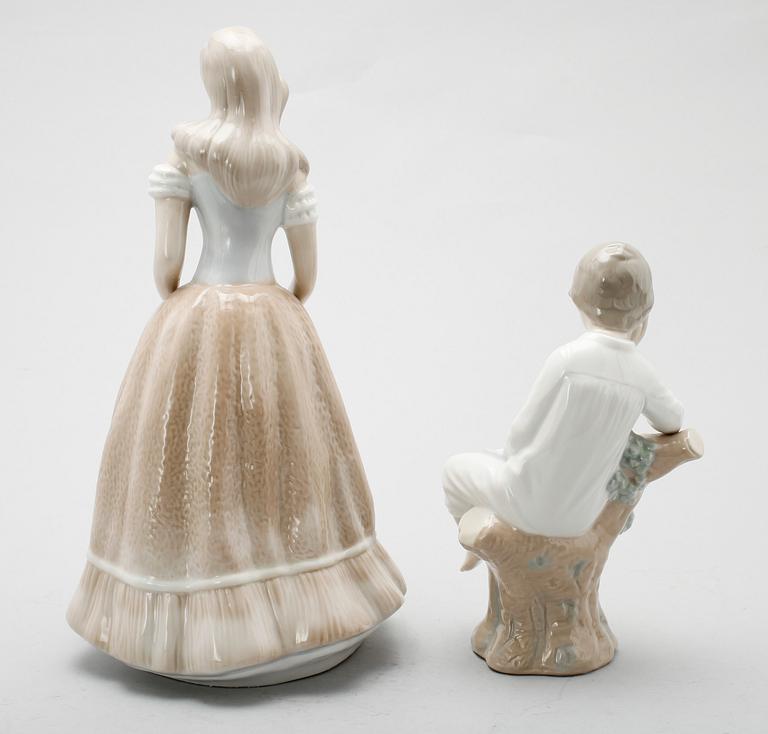 FIGURER, 2 st, porslin, Lladro och Tengra.