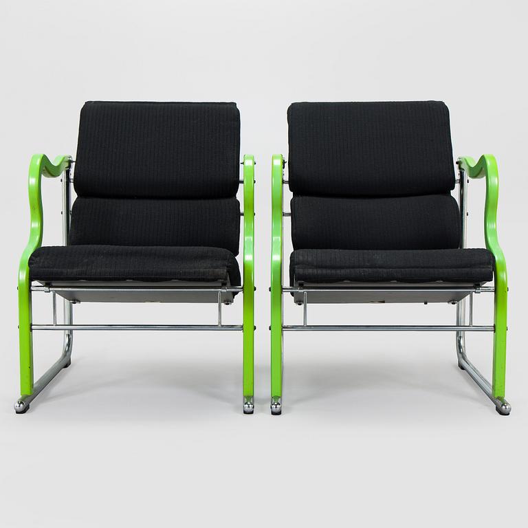 Yrjö Kukkapuro, A pair of 1980s 'Experiment' open armchairs for Avarte, Finland.
