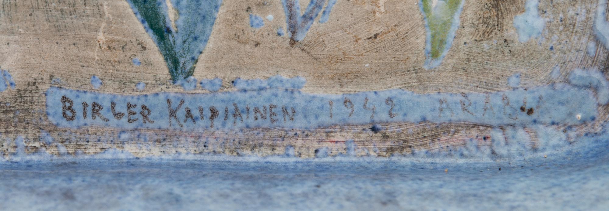 Birger Kaipiainen, dekorationsfat, stengods, signerad Kaipiainen 1942 Arabia.