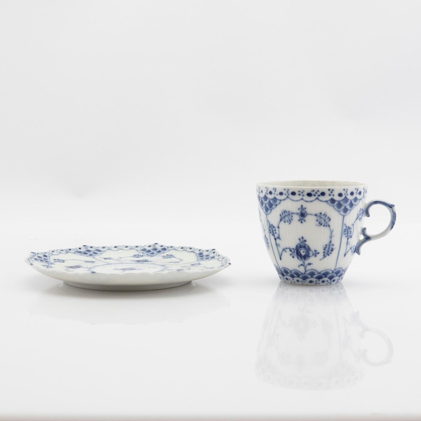 Service, 46 pieces, porcelain, Blue Fluted "Full Lace" and "Half Lace", Royal Copenhagen, Denmark.
