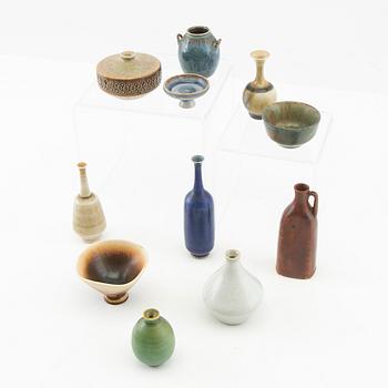 A collection of miniature vases and bowls, 10 pieces Rörstrand, second half of the 20th century.