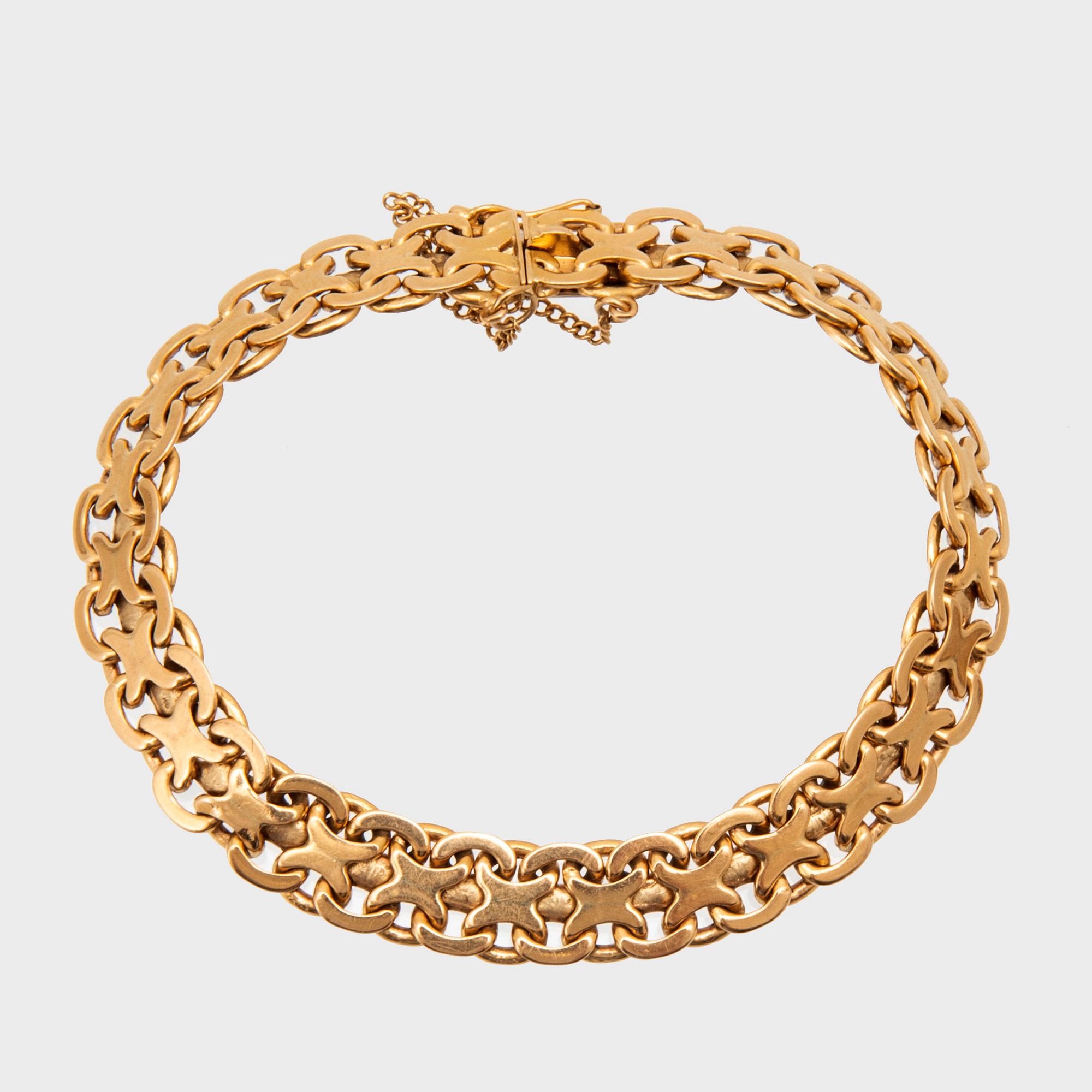 Armband x-länk 18K guld GD & Co Malmö 1944.