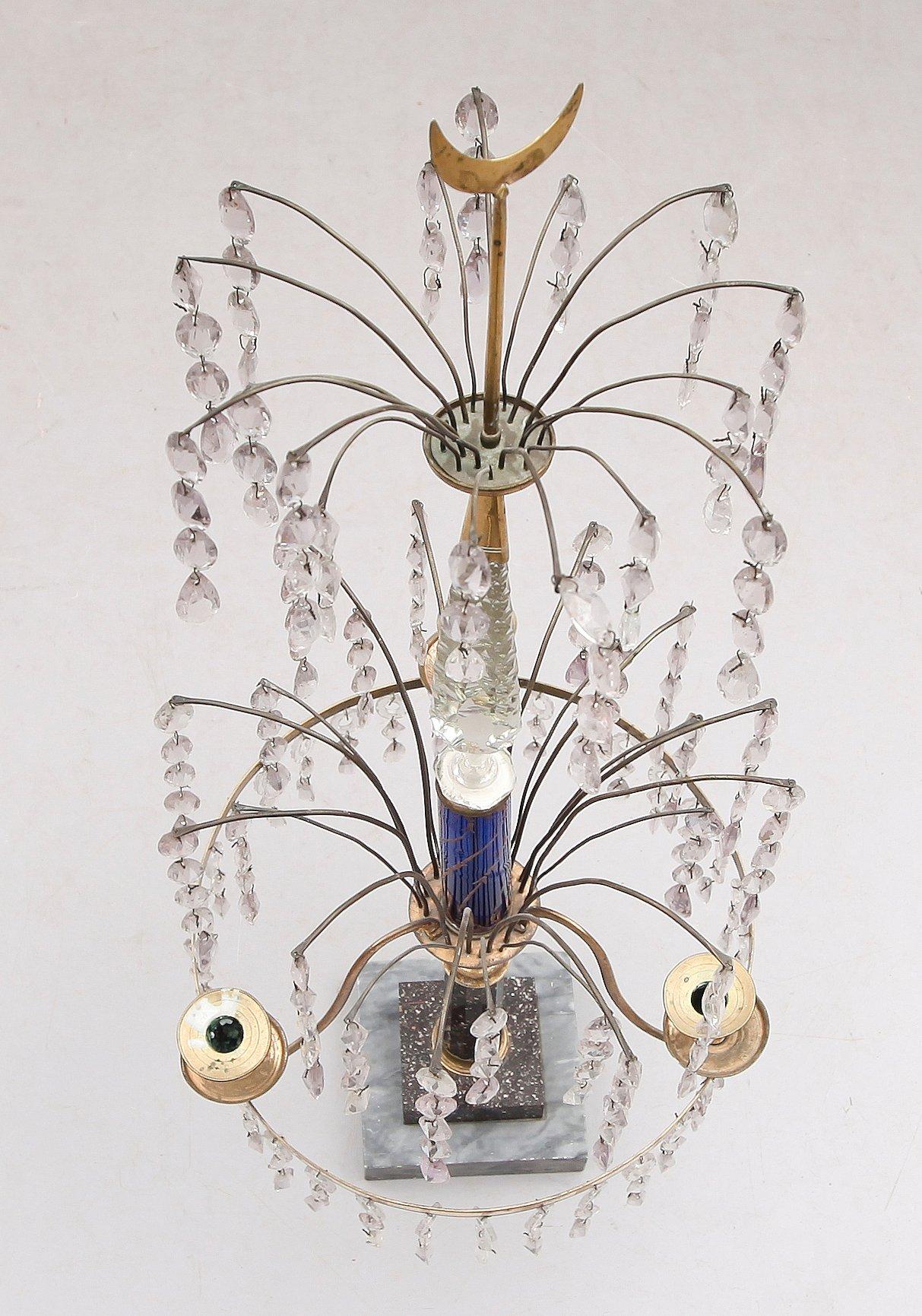 BORDSLYSTER, för tre ljus. Sengustaviansk, omkring år 1800.