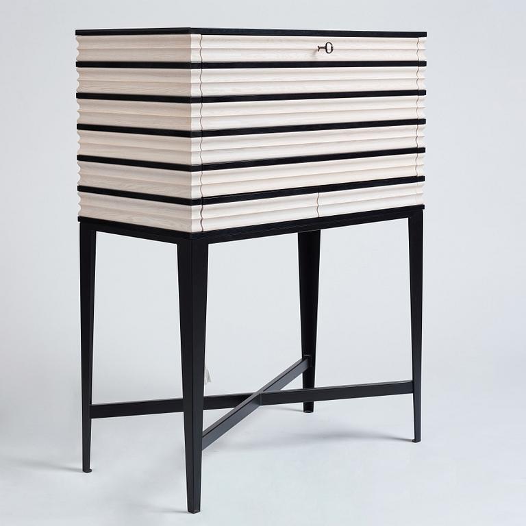 Attila Suta, a bar cabinet, executed in his own studio, the first one executed, Stockholm 2020.