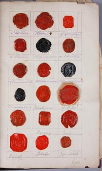 SIGILLSAMLING, 8 blad, svenska adliga ätter, 1800-tal.