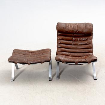 Arne Norell, a metal and leather Ari easy chair and foot stool after 1966.