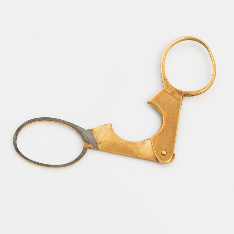 Pen and wick trimmer/cigar cutter, partly 18K gold.