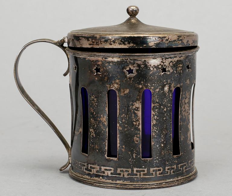 SENAPSKANNA, silver, sengustaviansk, Olof Wallin, Gävle 1810. Silvervikt ca 125 gram.