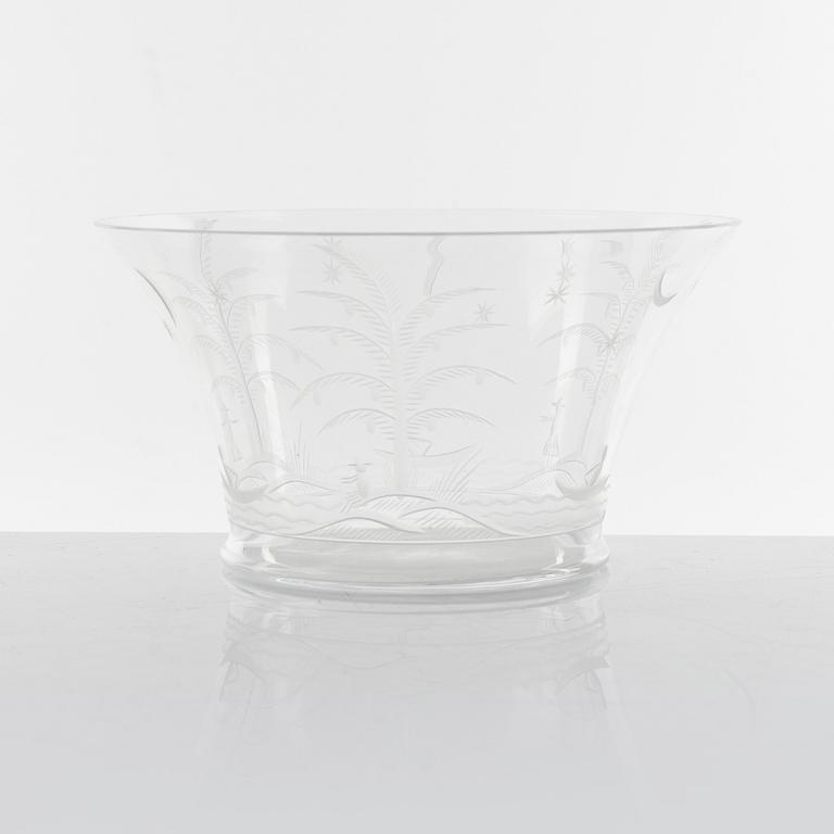 Edward Hald, two glass bowls, Orrefors, 1920's.