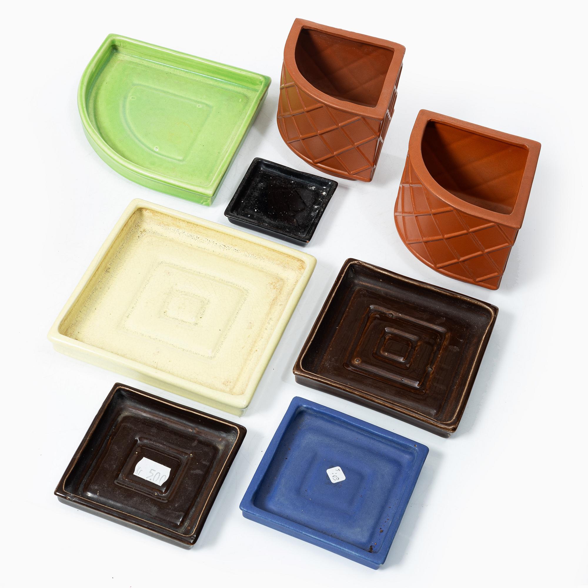Wilhelm Kåge, 14 ceramic 'Planta' flower pots, Gustavsberg & Steninge, Sweden, 1940's/50's.