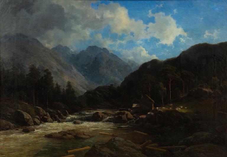 Georg Emil Libert, Landscape with High Mountains and Rapids.