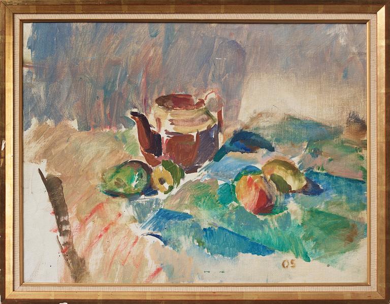 Olle Skagerfors, Still life with jug and fruits.