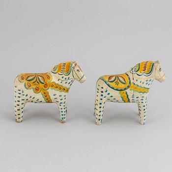 Two 20th century painted wooden horses.