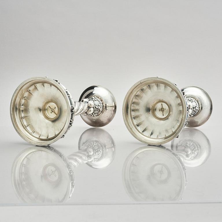 Georg Jensen, a pair of Danish sterling silver candlesticks, modell no 264, Copenhagen after 1945.