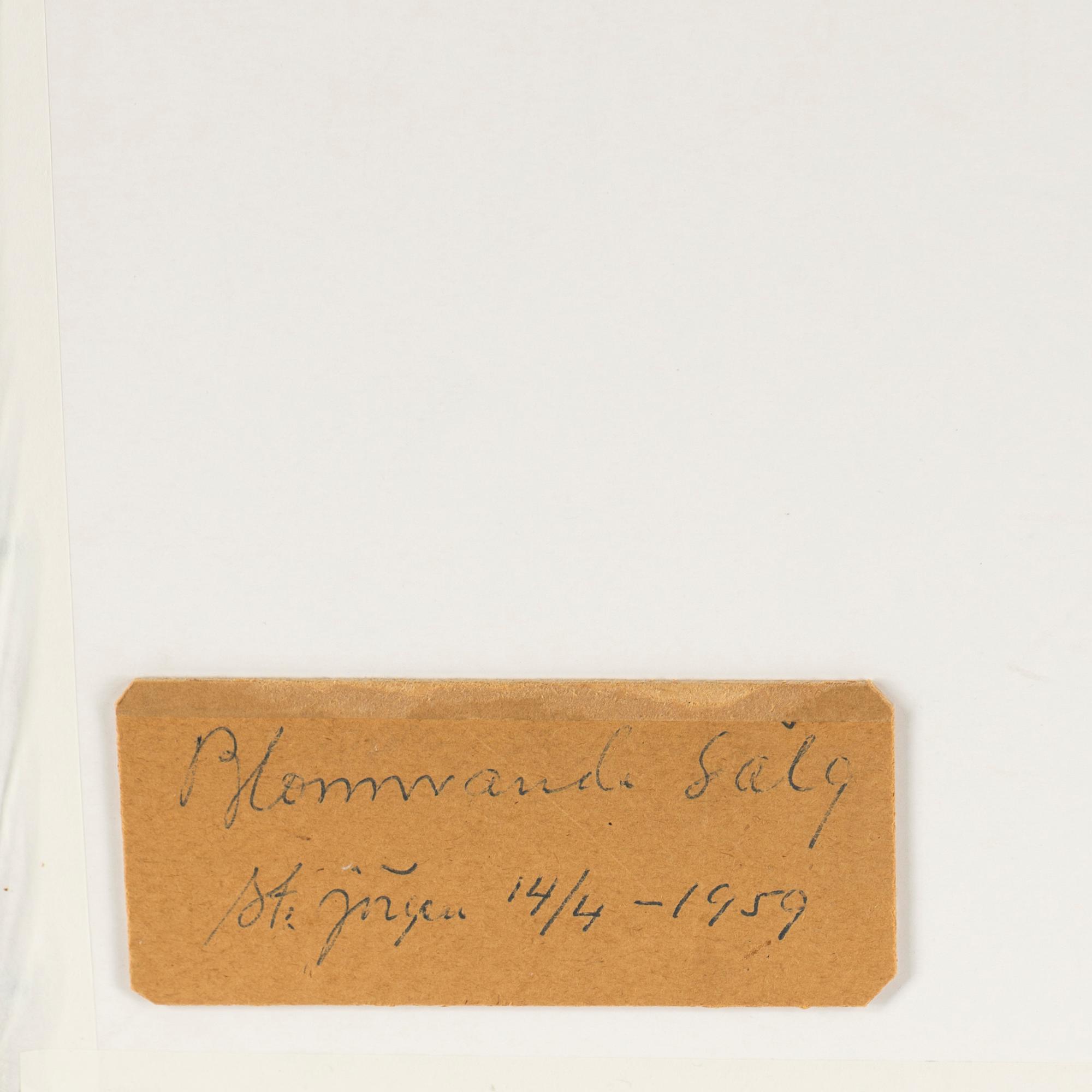 INGE SCHIÖLER, pastel crayon on paper, signed and dated 1959, and dated St. Jörgen 14/4-1959 on verso.