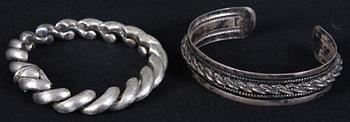 ARMBAND, 2 st samt RINGAR, 2 st, silver.