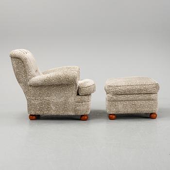 Josef Frank, a model 336 easy chair with ottoman, Svenskt Tenn.