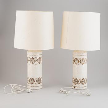 A pair of stoneware table lamps, Bitossi for Bergboms, 1960's-70's.