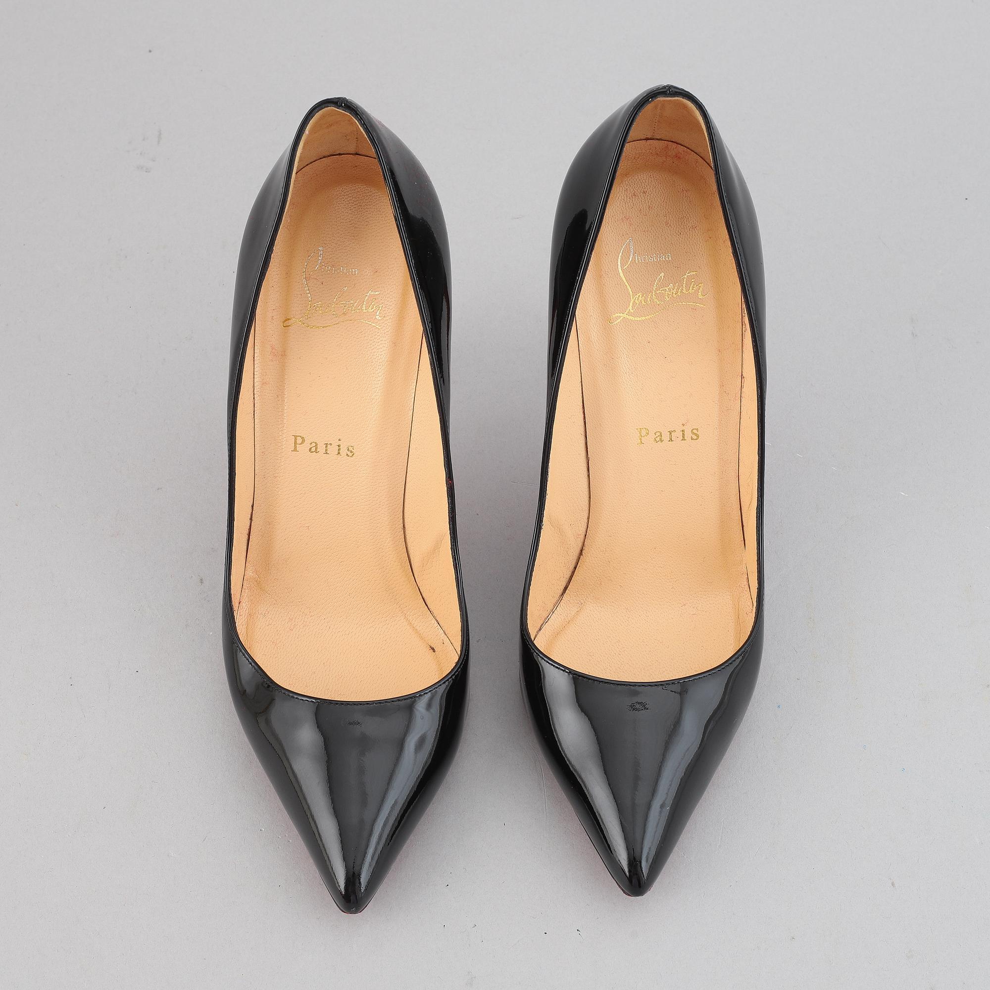 Christian Louboutin, a pair of patent leather high heel shoes, size 37 ½.