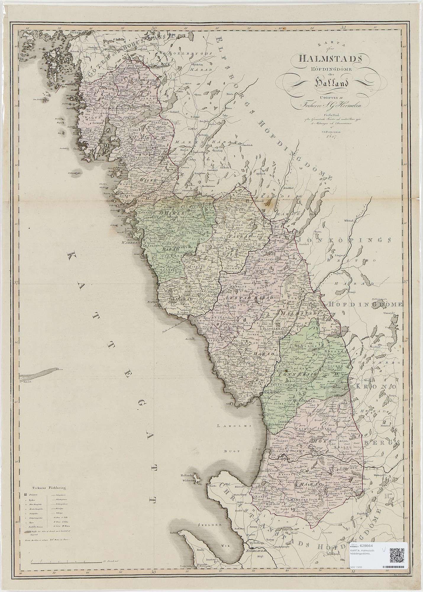 KARTA, kolorerad kopparstick, 1807.