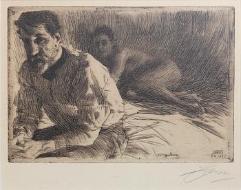 Anders Zorn, etsning, 1897, signerad.