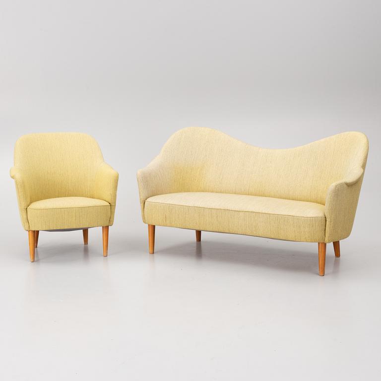 Carl Malmsten, a sofa and an armchair, 'Samspel'.