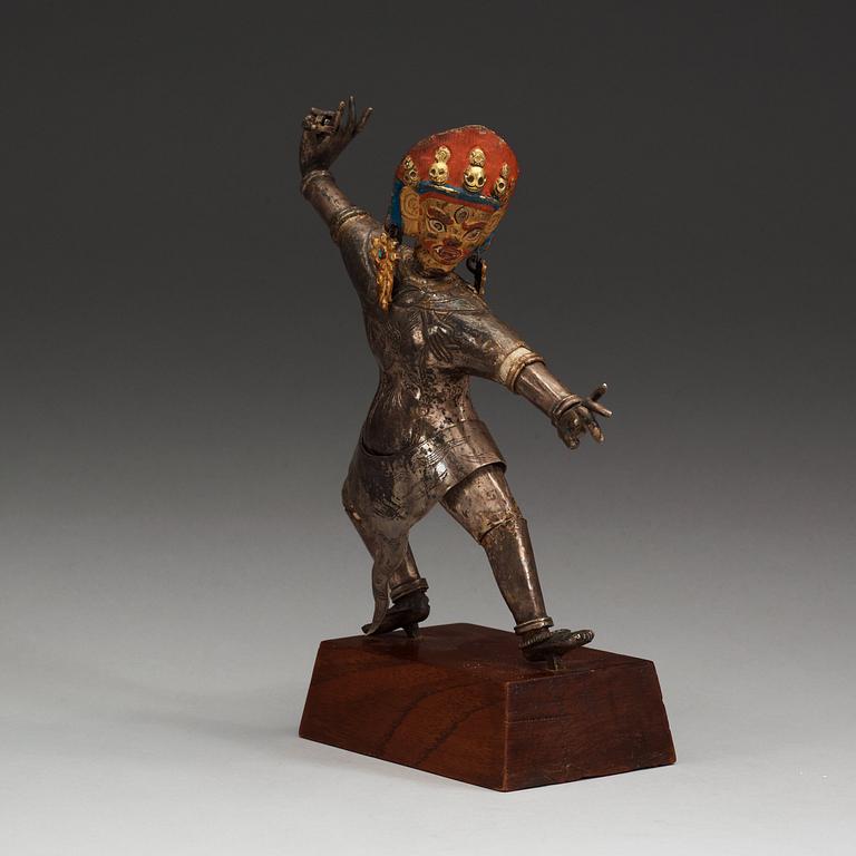 GUDOM, försilvrad metall och förgylld samt bemålad brons. Tibet, 1800-tal.