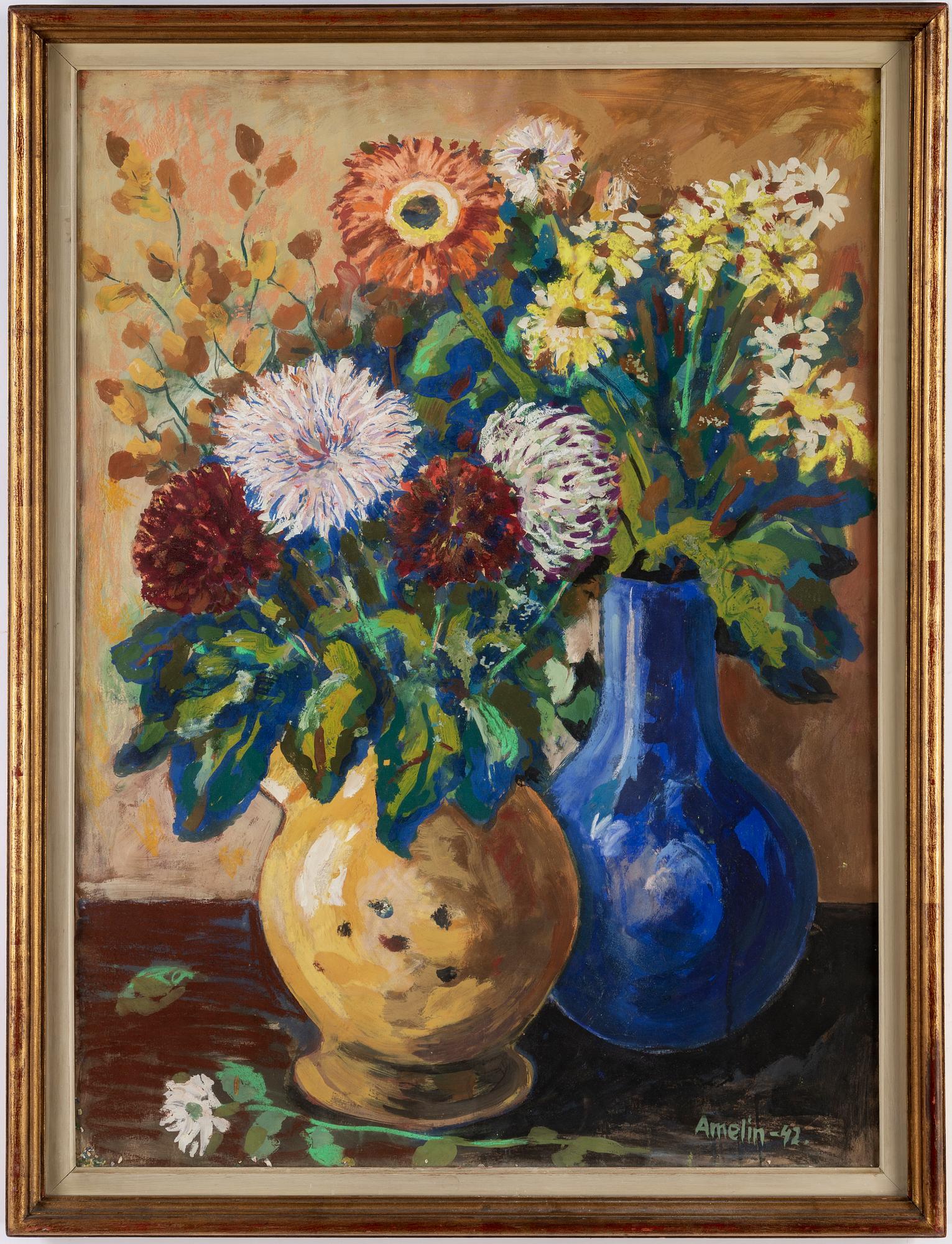 ALBIN AMELIN, gouache, signerad Amelin och daterad -42.
